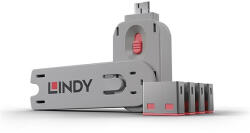 Lindy Dugó biztonsági, Port Blocker, USB + kulcs, rózsaszín (4db dugó + 1db kulcs) (40450)