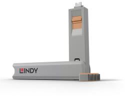 Lindy Dugó biztonsági, Port Blocker, USB C + kulcs, narancssárga (4db dugó + 1db kulcs) (40428)