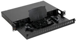 NIKOMAX Optikai patch panel LC, duplex SM/MM, 48 portos ÜRES, kihúzható tálcával, fekete (NMF-RP48LC-CS-1U-BK)