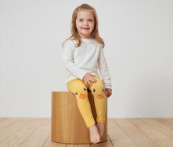 Tchibo 2 kislány leggings, csibés/virágos 1x napsárga, többszínű, csibés nyomott mintával és 3D-s rátéttel, 1x világoskék, többszínű, nyomott virágmintával 86/92