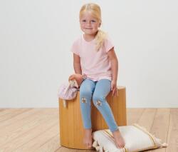 Tchibo 2 kisgyerek leggings, nyuszis/csíkos 1x repcesárga-fehér csíkos, 1x világoskék nyuszis mintával a térdrészen 98/104