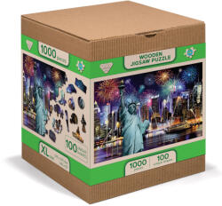 MH Protect Fából készült puzzle figurákkal - New York City éjjel XL-es méret, 1000 darab