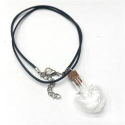  Nyaklánc üveg szív fiola medállal 35x22mm fekete 1db