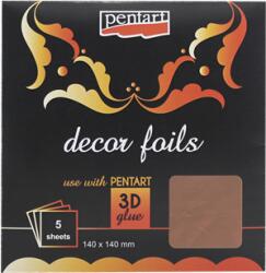 PENTART Dekorfólia 14x14cm metál 5lap/csomag bronz (20738)