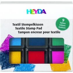 HEYDA Nyomdapárna készlet HEYDA 9db-os 3x3cm textilre, 9 különféle szín (320000616)