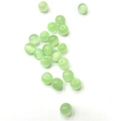  Gyöngy alkatrész- gyöngy macskaszem világos zöld 6mm min. 15db/csomag