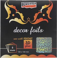 PENTART Dekorfólia 14x14cm hologramos 5lap/csomag buborékok (20746)