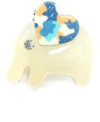  Medál elefánt strasszos szem színes füllel 40mm műanyag vaj 1db