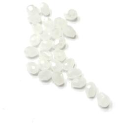  Gyöngy üveg csepp forma 8x6mm gyöngyház fehér min. 20db/csomag