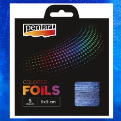 PENTART Dekorfólia 9x9cm metál 5lap/csomag sötétkék