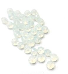  Gyöngy üveg csiszolt fánk 6x4mm opál fehér min. 30db