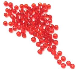 Gyöngy üveg csiszolt fánk 3x2mm piros min. 80db