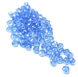 Gyöngy üveg csiszolt fánk 4x3mm irizáló világos kék min. 60db