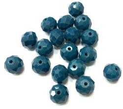  Gyöngy üveg csiszolt fánk 10x8mm petrol kék min. 15db