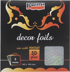 PENTART Dekorfólia 14x14cm hologramos 5lap/csomag jégvirágok (20750)