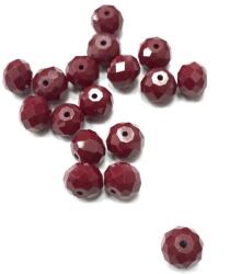  Gyöngy üveg csiszolt fánk 10x8mm bordó min. 15db