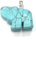  Medál ásvány hatású elefánt 25mm türkíz 1db