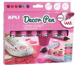 APLI Dekortoll készlet, APLI Decor Pen 3D hatású zselés dekortoll, glitteres 6x25ml (14968)