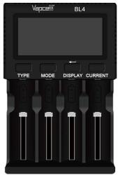 Vapcell BL4 négycsatornás 18650 3A Li-Ion 2A Ni-Mh 0.5A 1.5V Li-ion akkumulátor/cella töltő/adapter