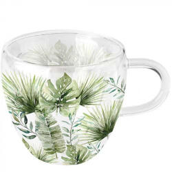 Ambiente Jungle Leaves white duplafalú borosilicate üvegcsésze 0, 25l (14418215)