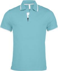 Kariban Férfi galléros piké póló, kontrasztcsíkos szélekkel, Kariban KA245, Light Turquoise/White/Navy-3XL (ka245ltu-wh-3xl)