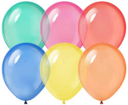 PartyPal Latex lufi 11" (28cm) vegyes áttetsző színek, 100db/cs (LUFI914624)
