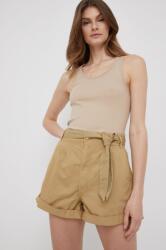 Pepe Jeans pamut rövidnadrág Kaylee Short női, zöld, sima, magas derekú - zöld 25