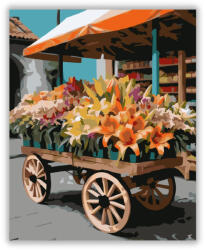  Színes Liliomok Kocsin - számfestő készlet