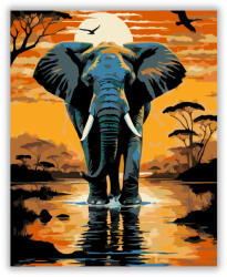  Naplemente Elefánt a Folyónál - számfestő készlet