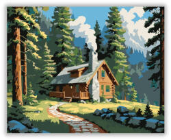  Erdei Házikó Fenyvesben - számfestő készlet