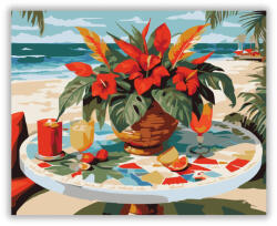  Trópusi Koktélasztal Anthuriumokkal - számfestő készlet