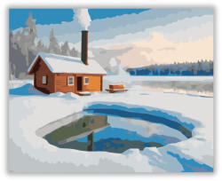  Téli Szauna a Fagyott Tavon - számfestő készlet