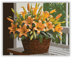  Narancssárga és Sárga Liliomok Kosárban - számfestő készlet