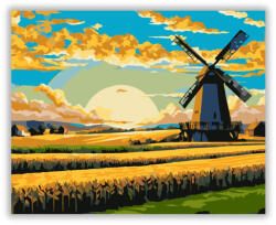  Naplemente a Búzamezőn Szélmalommal - számfestő készlet