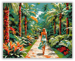  Trópusi Kert Női Alakkal - számfestő készlet