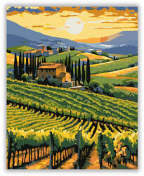  Naplemente a Toszkán Szőlőskertben - számfestő készlet