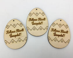  Natúr fa - "Kellemes Húsvéti Ünnepeket! " gravírozott tojás 6x8cm 3db/csomag - csinaldmagadshop