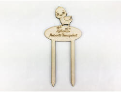  Natúr fa - Beszúrós csibés "Kellemes húsvéti ünnepeket" felirat 7cm - csinaldmagadshop
