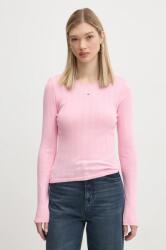 Tommy Hilfiger pamut hosszúujjú félgarbó nyakú, rózsaszín, DW0DW19503 - rózsaszín M
