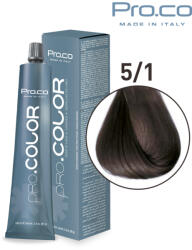 Pro.co Vopsea de par profesionala - cu amoniac - PRO. COLOR - PROCO - 100 ml - 5 1 CASTANIU DESCHIS CENUSIU (P5/1)