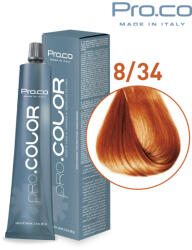 Pro.co Vopsea de par profesionala - cu amoniac - PRO. COLOR - PROCO - 100 ml - 8 34 BLOND DESCHIS AURIU ARAMIU (P8/34)