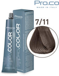 Pro.co Vopsea de par profesionala - cu amoniac - PRO. COLOR - PROCO - 100 ml - 7 11 BLOND NATURAL CENUSIU INTENS (P7/11)