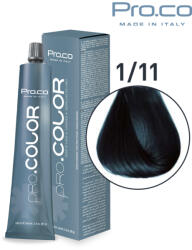 Pro.co Vopsea de par profesionala - cu amoniac - PRO. COLOR - PROCO - 100 ml - 1 11 NEGRU ALBASTRUI (P1/11)