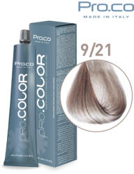 Pro.co Vopsea de par profesionala - cu amoniac - PRO. COLOR - PROCO - 100 ml - 9 21 BLOND SUPER DESCHIS IRISE CENUSIU (P9/21)