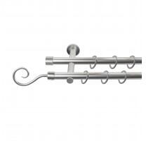 Sn Deco Group Galerie dubla metalica Carlig 19mm, nichel satinat, 200 cm, prindere perete, KIT COMPLET Suport draperie
