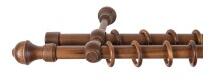 Sn Deco Group Galerie dubla lemn masiv Ares, nuanta nuc, 180 cm - KIT COMPLET Suport draperie