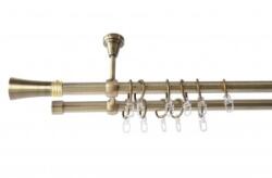 Sn Deco Group Galerie dubla metalica Ahile 19mm, bronz antic, 200cm, prindere tavan, KIT COMPLET Suport draperie