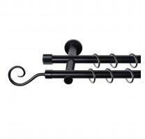 Sn Deco Group Galerie dubla metalica Carlig 19mm, negru, 200 cm, prindere perete, KIT COMPLET Suport draperie