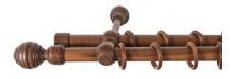 Sn Deco Group Galerie dubla lemn masiv Regal, nuanta nuc, 120 cm - KIT COMPLET Suport draperie
