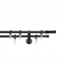 SN Deco Group Galerie metalică Ramses, Ø 19mm, 120 cm, dublă neagră cu consolă plată